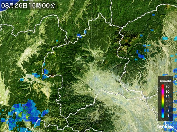 群馬県の雨雲レーダー(2015年08月26日)