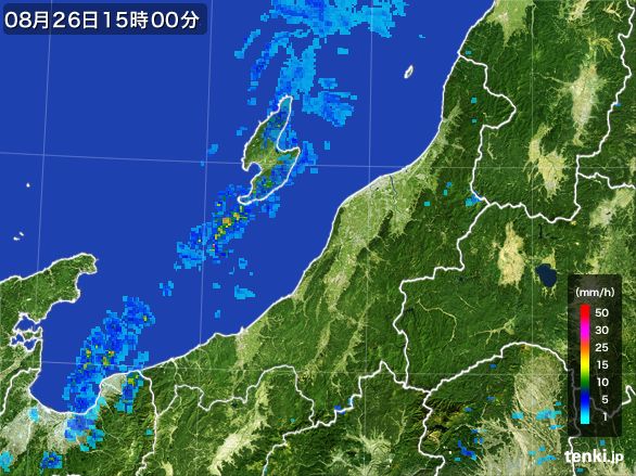 新潟県の雨雲レーダー(2015年08月26日)