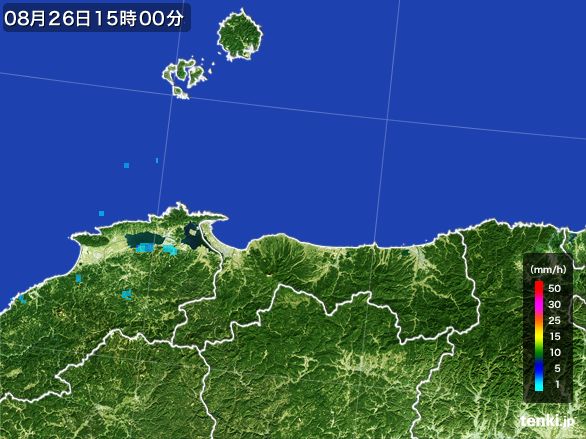 鳥取県の雨雲レーダー(2015年08月26日)