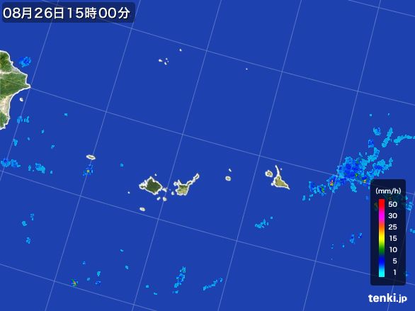 宮古・石垣・与那国(沖縄県)の雨雲レーダー(2015年08月26日)