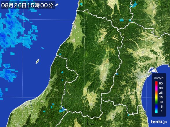 山形県の雨雲レーダー(2015年08月26日)