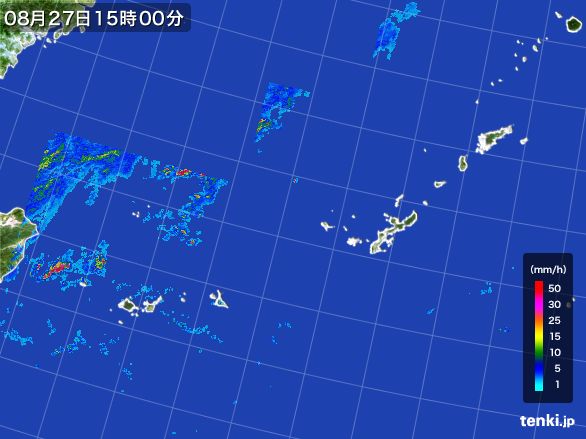 沖縄地方の雨雲レーダー(2015年08月27日)