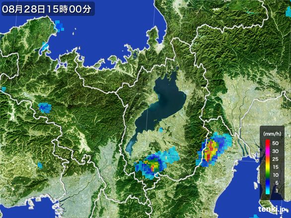 滋賀県の雨雲レーダー(2015年08月28日)