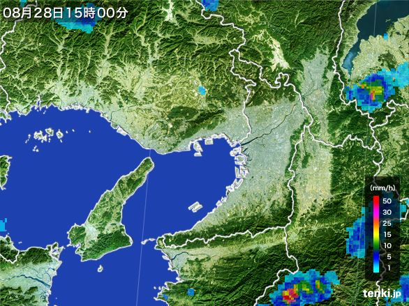 大阪府の雨雲レーダー(2015年08月28日)