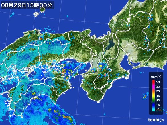 近畿地方の雨雲レーダー(2015年08月29日)