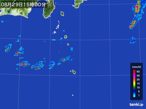 伊豆諸島(東京都)の雨雲レーダー(2015年08月29日)