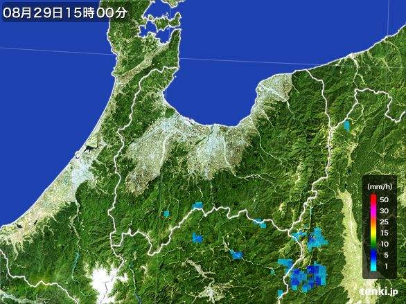 富山県の雨雲レーダー(2015年08月29日)