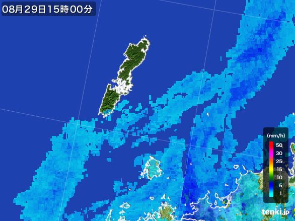 壱岐・対馬(長崎県)の雨雲レーダー(2015年08月29日)