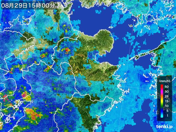 大分県の雨雲レーダー(2015年08月29日)