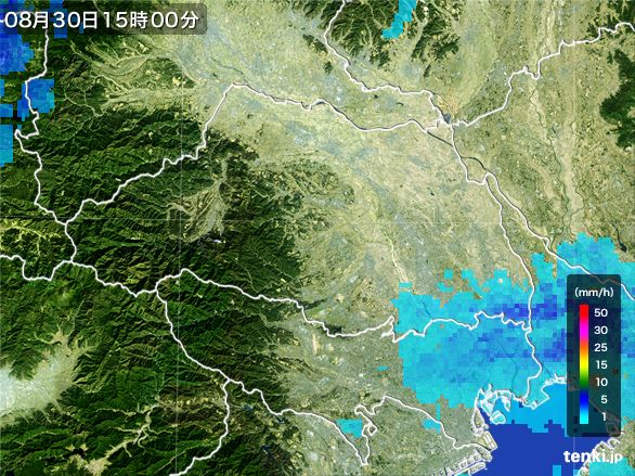 埼玉県の雨雲レーダー(2015年08月30日)