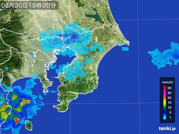 千葉県の雨雲レーダー(2015年08月30日)