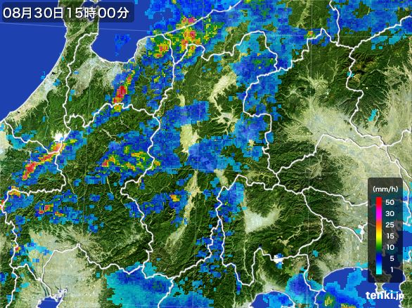 長野県の雨雲レーダー(2015年08月30日)
