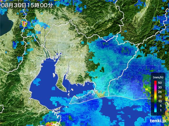 愛知県の雨雲レーダー(2015年08月30日)