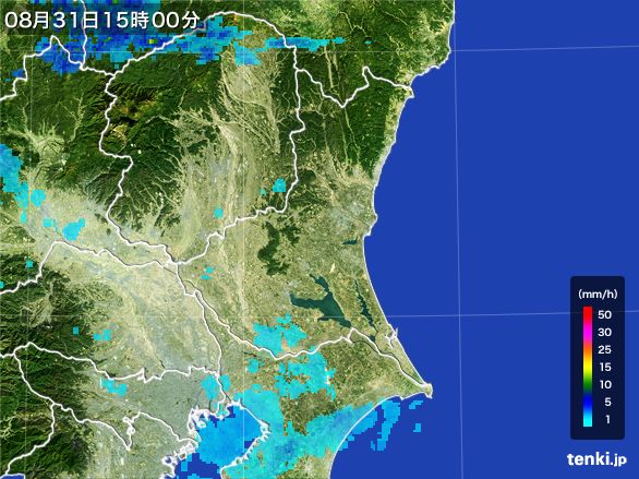 茨城県の雨雲レーダー(2015年08月31日)