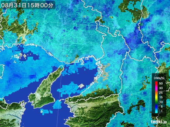 大阪府の雨雲レーダー(2015年08月31日)