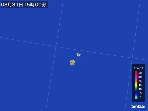 南大東島(沖縄県)の雨雲レーダー(2015年08月31日)