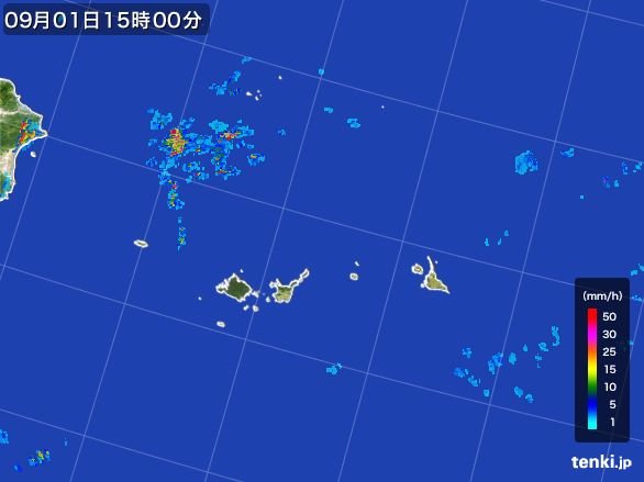 宮古・石垣・与那国(沖縄県)の雨雲レーダー(2015年09月01日)