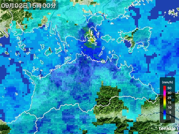 香川県の雨雲レーダー(2015年09月02日)