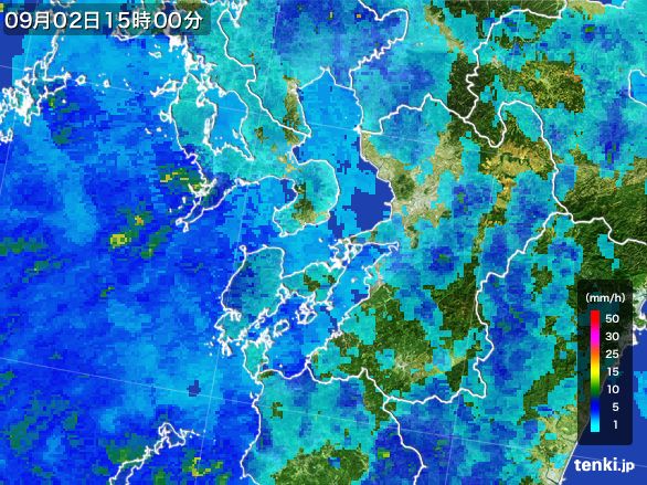 熊本県の雨雲レーダー(2015年09月02日)