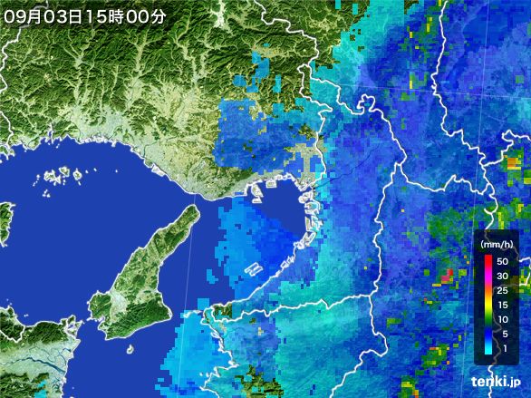 大阪府の雨雲レーダー(2015年09月03日)