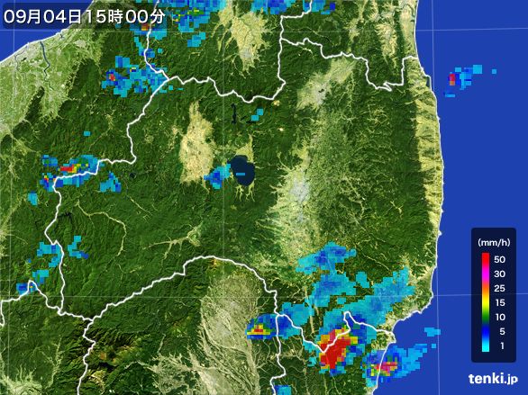 福島県の雨雲レーダー(2015年09月04日)