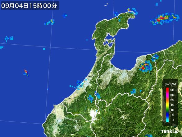 石川県の雨雲レーダー(2015年09月04日)
