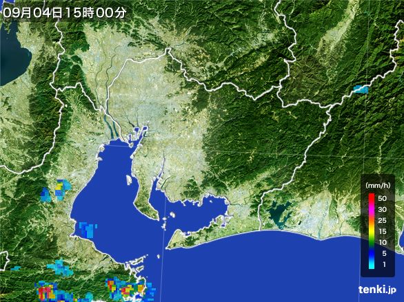 愛知県の雨雲レーダー(2015年09月04日)