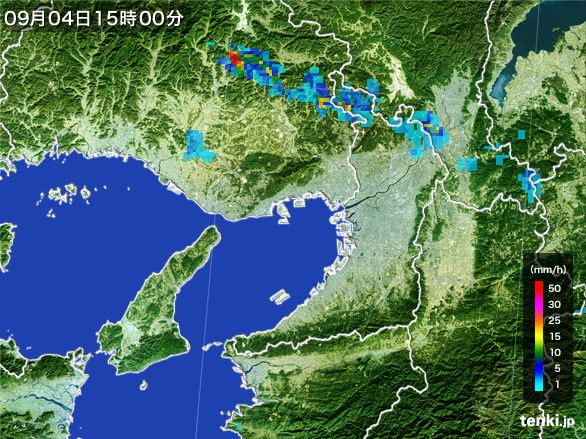大阪府の雨雲レーダー(2015年09月04日)