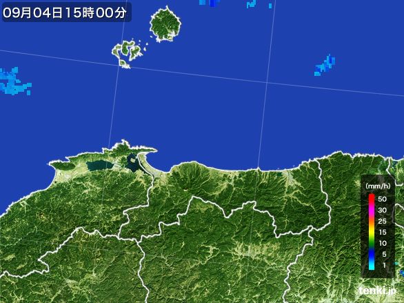 鳥取県の雨雲レーダー(2015年09月04日)