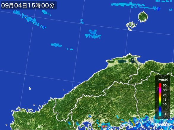 島根県の雨雲レーダー(2015年09月04日)