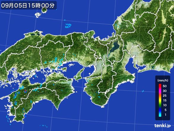 近畿地方の雨雲レーダー(2015年09月05日)