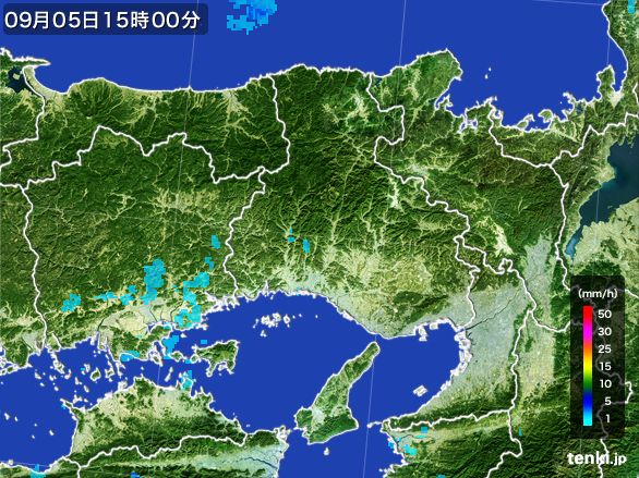 兵庫県の雨雲レーダー(2015年09月05日)