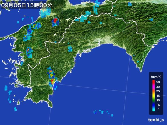 高知県の雨雲レーダー(2015年09月05日)