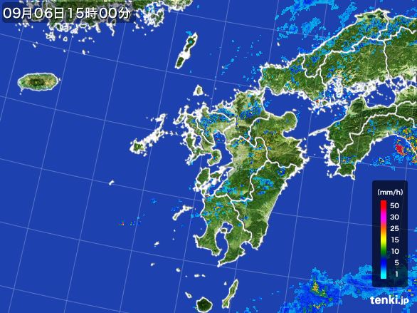 九州地方の雨雲レーダー(2015年09月06日)