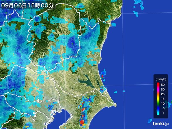 茨城県の雨雲レーダー(2015年09月06日)