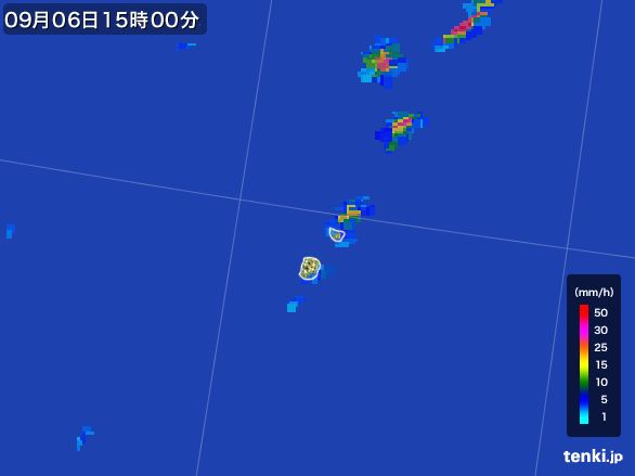 南大東島(沖縄県)の雨雲レーダー(2015年09月06日)