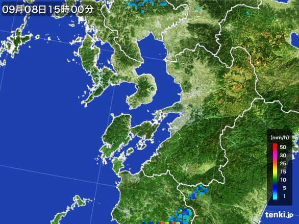 熊本県の雨雲レーダー(2015年09月08日)