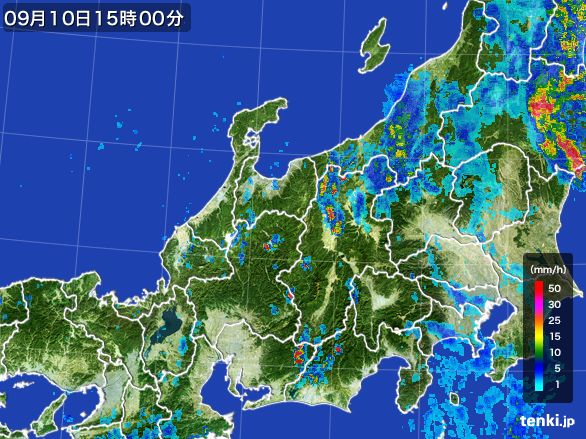 北陸地方の雨雲レーダー(2015年09月10日)