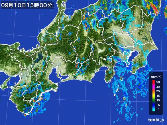 東海地方の雨雲レーダー(2015年09月10日)