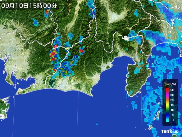 静岡県の雨雲レーダー(2015年09月10日)