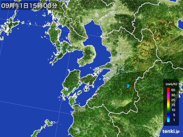 熊本県の雨雲レーダー(2015年09月11日)