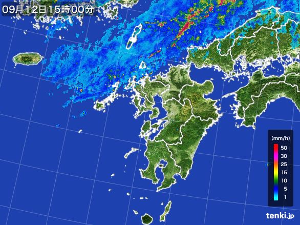 九州地方の雨雲レーダー(2015年09月12日)