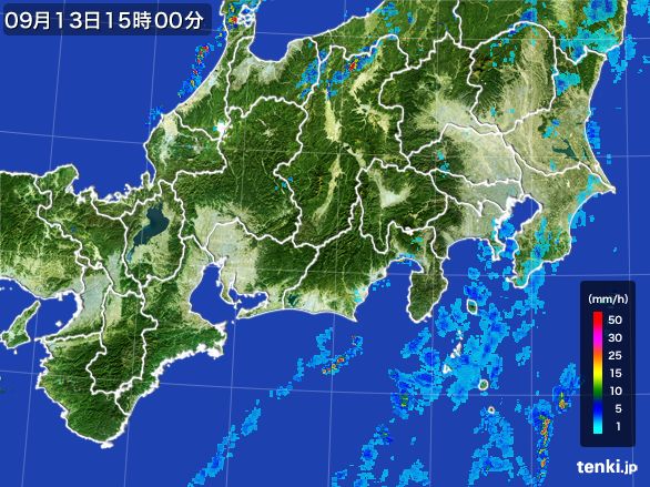 東海地方の雨雲レーダー(2015年09月13日)