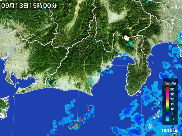 静岡県の雨雲レーダー(2015年09月13日)