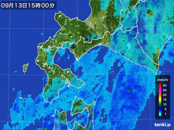 道南の雨雲レーダー(2015年09月13日)