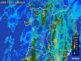 2015年09月13日の秋田県の雨雲レーダー