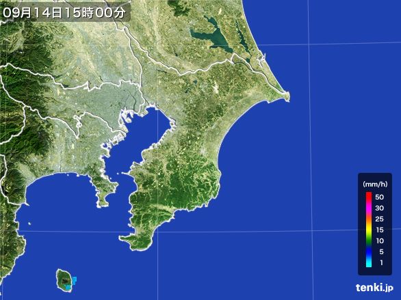 千葉県の雨雲レーダー(2015年09月14日)