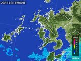 2015年09月15日の長崎県の雨雲レーダー