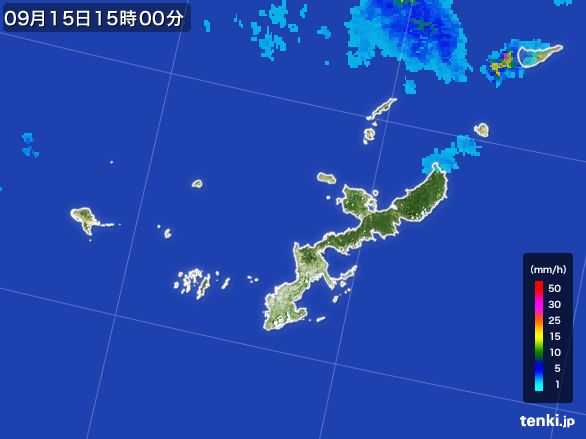 沖縄県の雨雲レーダー(2015年09月15日)