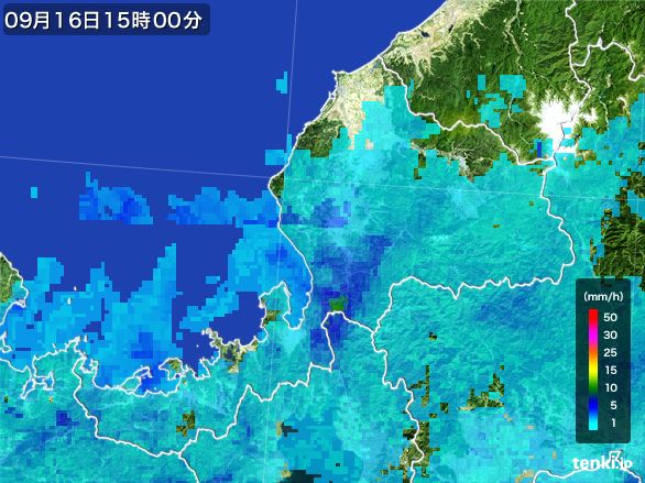 福井県の雨雲レーダー(2015年09月16日)